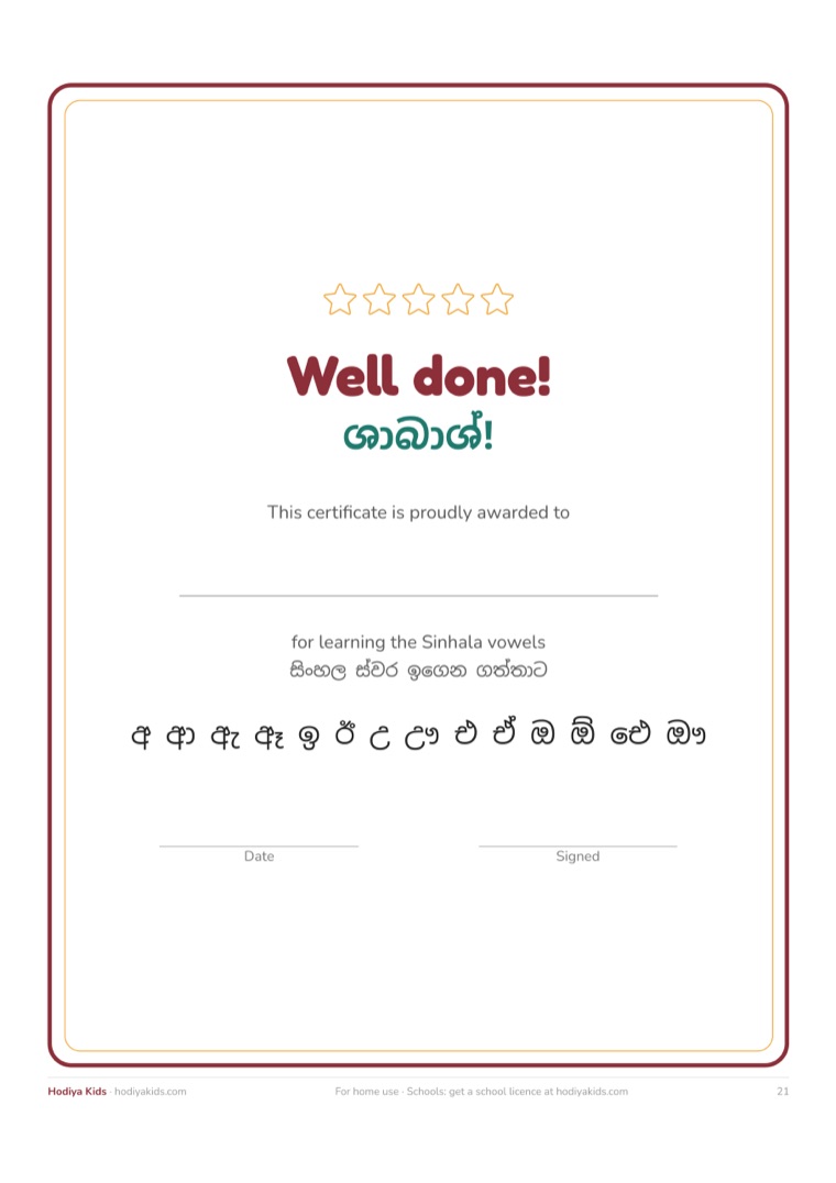 Well done certificate